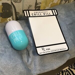 NWOT! Source Unknown Chill Pill Notepad and Capsule Set - Blue and White
